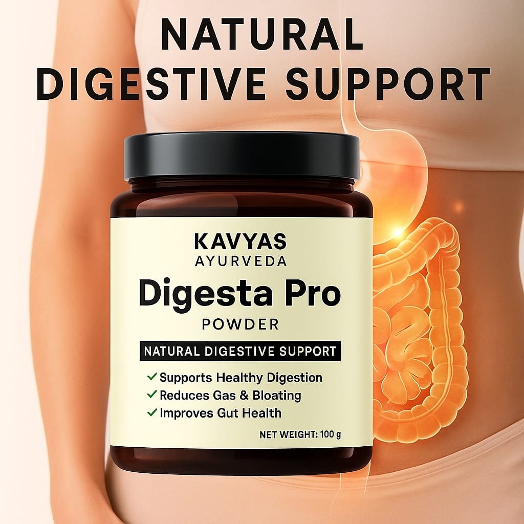 Kavyas Ayurveda Digesta Pro Powder – 100g Ayurvedic Blend for Gas, Acidity & Digestion Relief