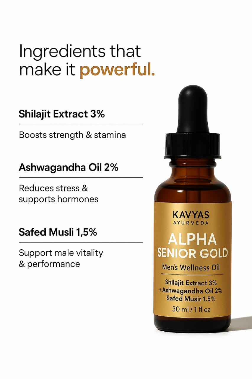 Alpha Senior Gold– 30 ml Ayurvedic Massage Oil for Male Vitality & Performance | 30ml