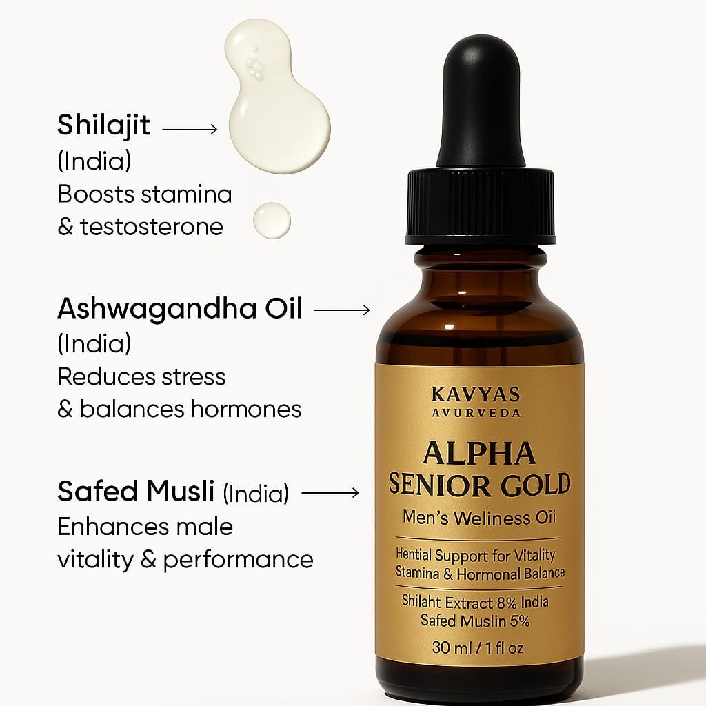 Alpha Senior Gold– 30 ml Ayurvedic Massage Oil for Male Vitality & Performance | 30ml
